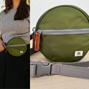 ORI London Paddington Hip Bag Avocado Green Round Nylon Crossbody & Waist Bag